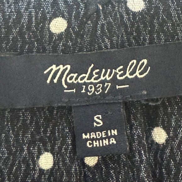 Madewell Navy Polka Dot Cap Sleeve Dress Size S 100% Viscose Pullover Minimalist - Picture 5 of 8